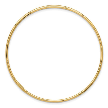 14k Yellow Gold Polished Diamond-cut 2.00mm Slip-on Round Bangle Bracelet