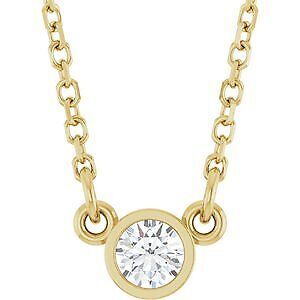 14k Yellow Gold Stuller Lab-Grown Moissanite Solitaire 18" Necklace