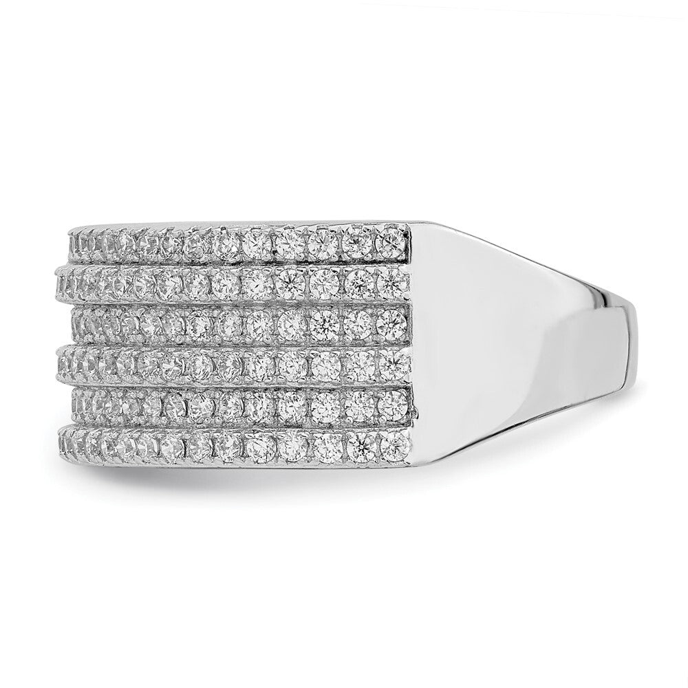 Sterling Silver Rhodium-plated Cubic Zirconia Wide Band Ring Size 8