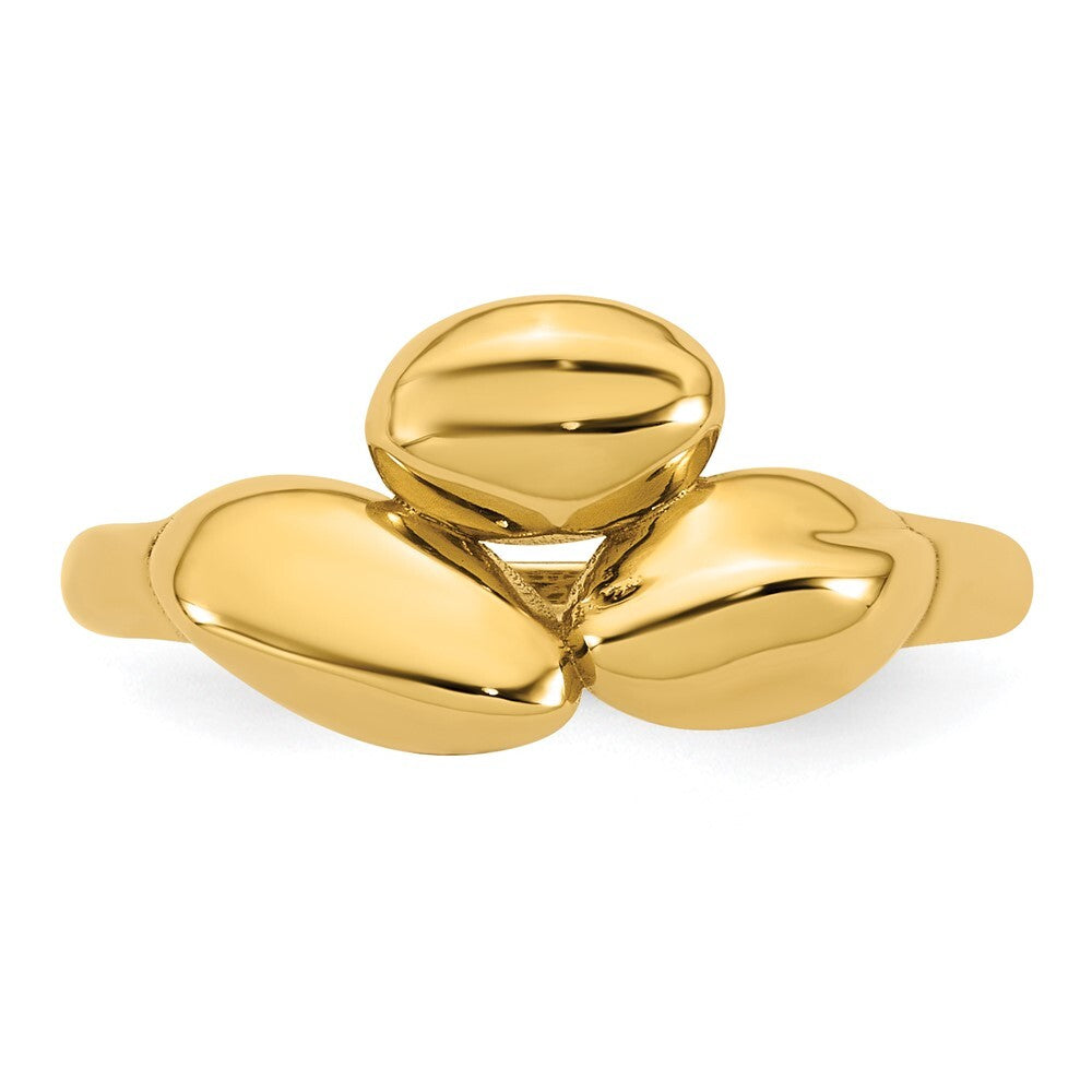 14K Yellow Gold Polished Trio Domed Ring Size 7