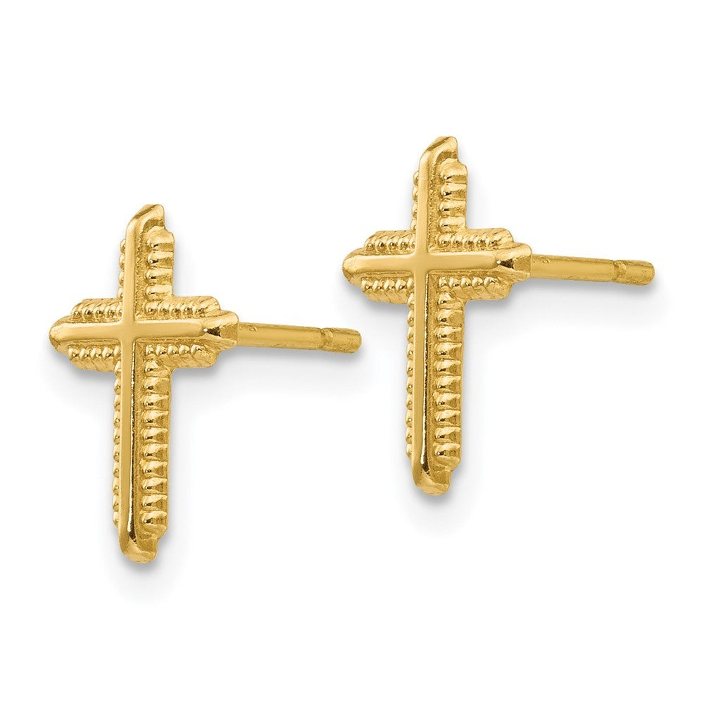 14k Yellow Gold Yellow Polished Cross Earrings