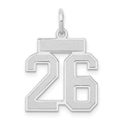 14k White Gold Small Satin Number 26 Charm Pendant for Women