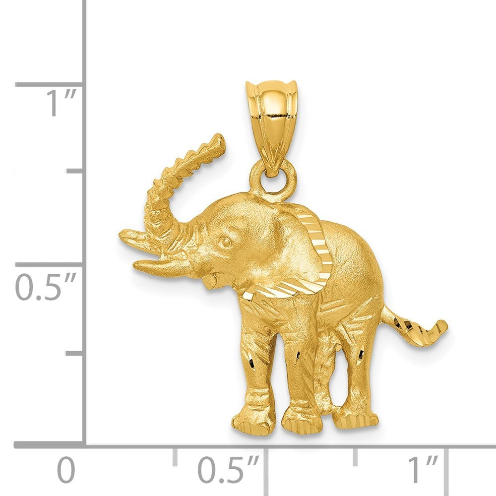 14k Yellow Gold Elephant Pendant for Women