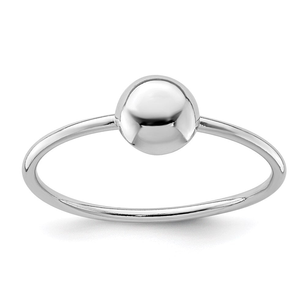 Sterling Silver Rhodium-plated Polished Bead Ring Size 8