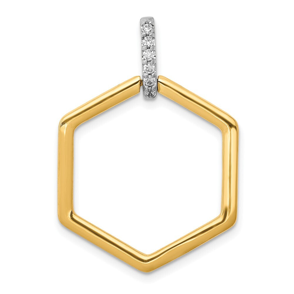 14k Two-tone Gold 1/15ct. Diamond Fancy Hexagon Pendant for Women