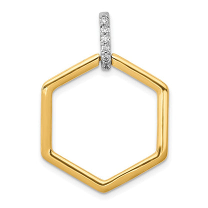 14k Two-tone Gold 1/15ct. Diamond Fancy Hexagon Pendant for Women