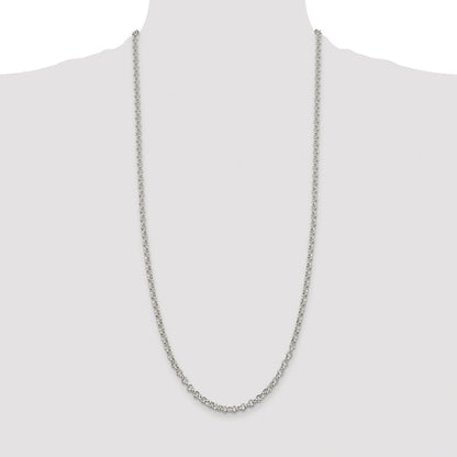 Sterling Silver Rhodium-plated 4mm Rolo Chain