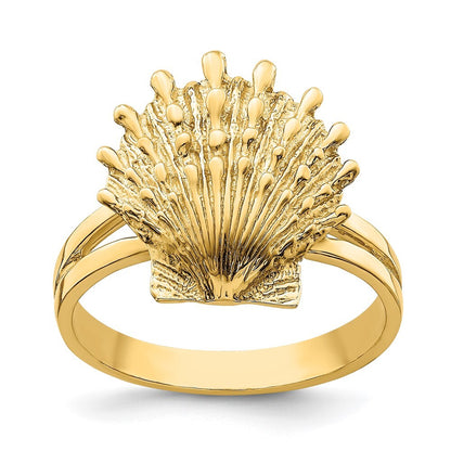 14K Yellow Gold Lion's Paw Shell Ring Size 5