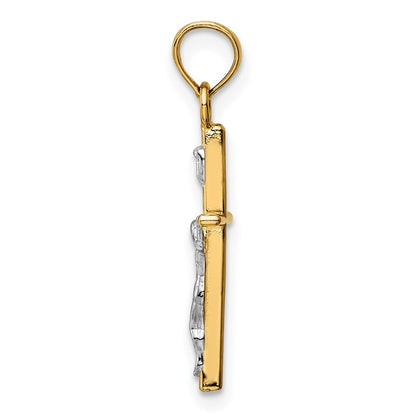 14k Two-tone Gold INRI Crucifix Pendant for Women