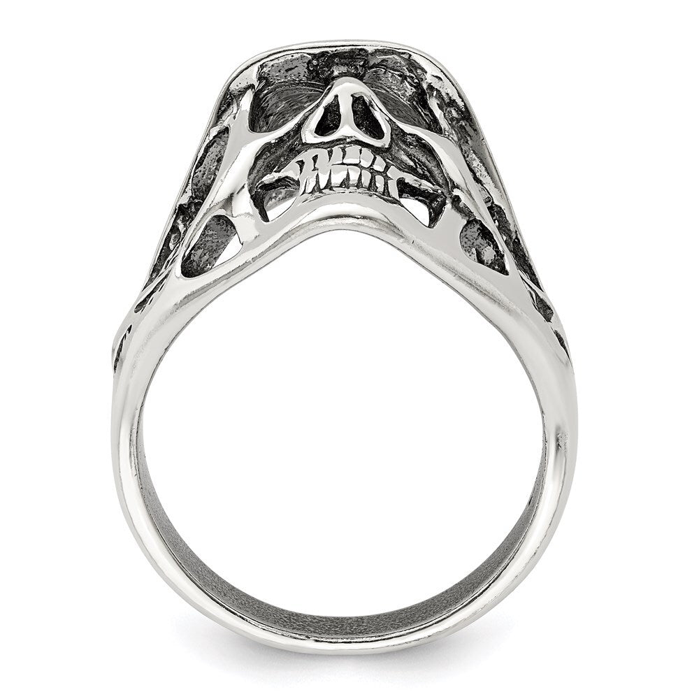 Sterling Silver Antiqued Skull Ring Size 10