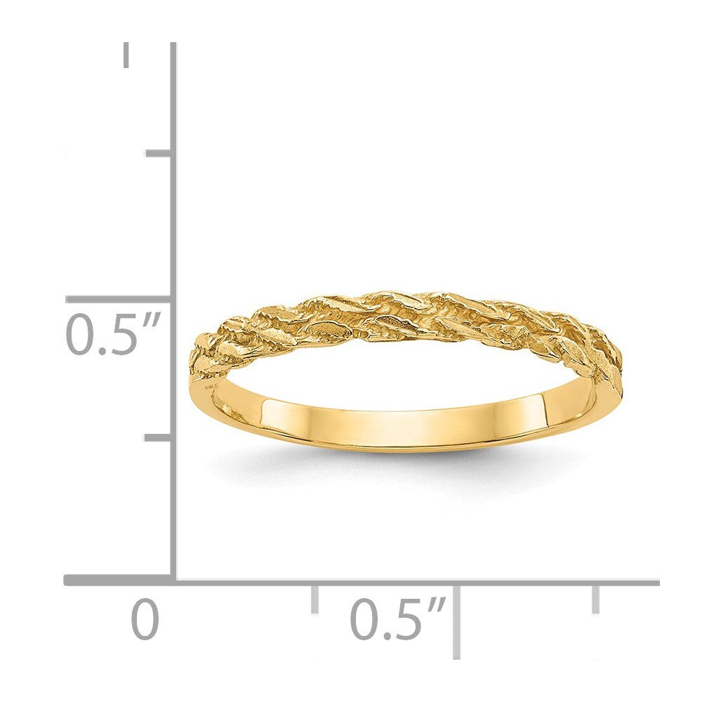 14K Yellow Gold Diamond-cut Rope Ring