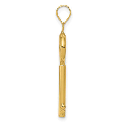 14k Yellow Gold Polished 3-D Key Charm