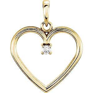 14k Yellow Gold .025 CTW Natural Diamond Heart Pendant Gift for Women