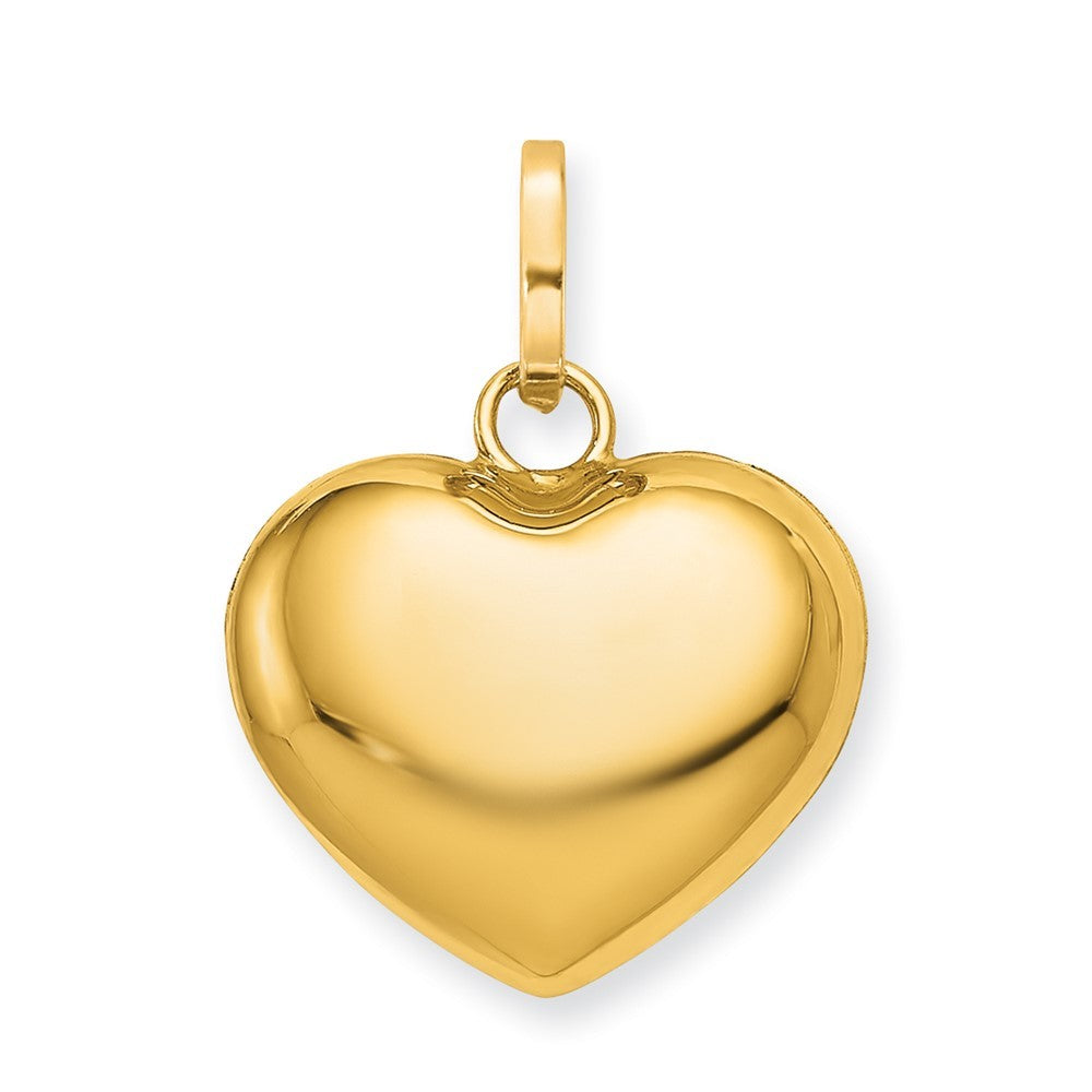 14k Yellow Gold Polished 3-D Puffed Heart Pendant