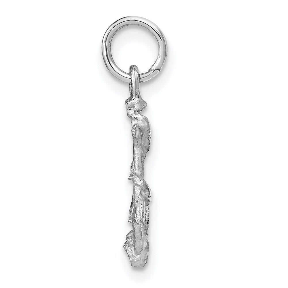 14k White Gold Solid Polished Diamond-Cut 3-D Anchor Charm Pendant for Women