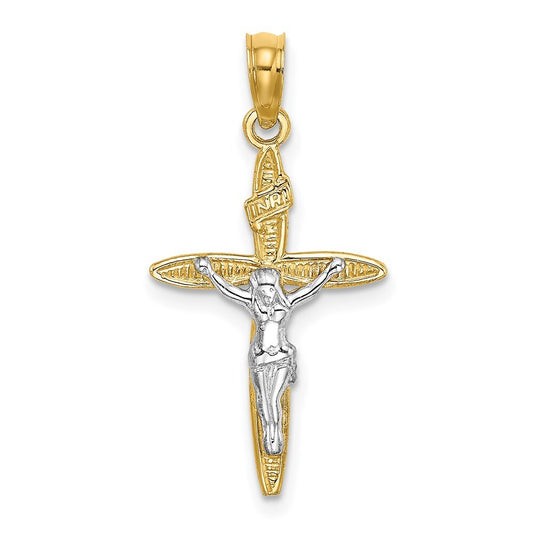 14k Yellow Gold Rhodium INRICrucifix Charm