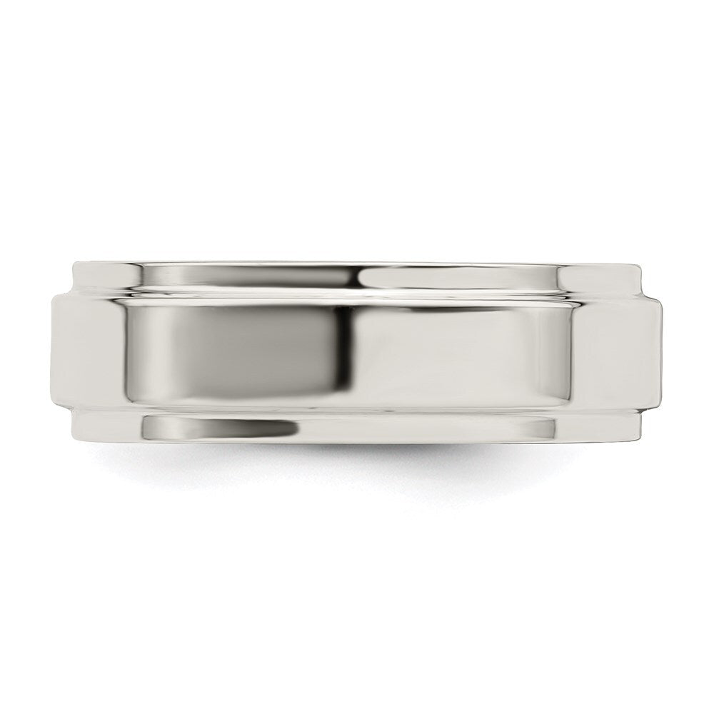 Sterling Silver 6mm Flat with Step Edge Size 11 Band Ring