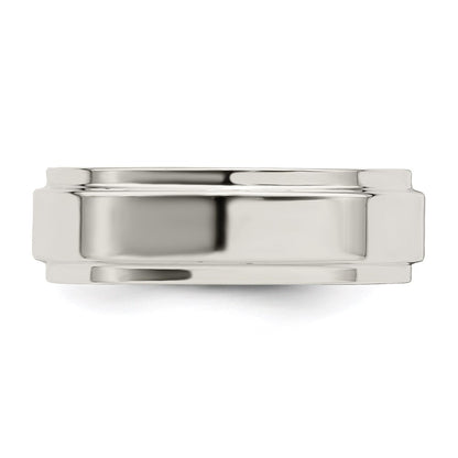 Sterling Silver 6mm Flat with Step Edge Size 11 Band Ring