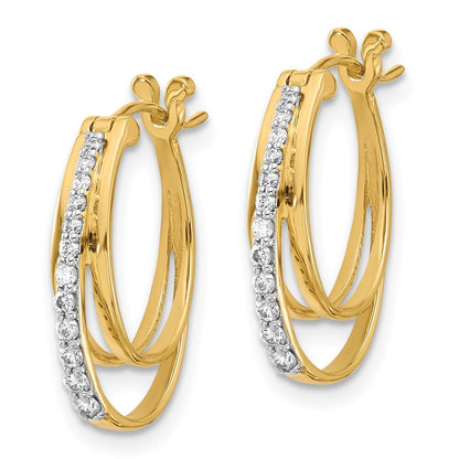14k Yellow Gold Diamond Hoop Earrings