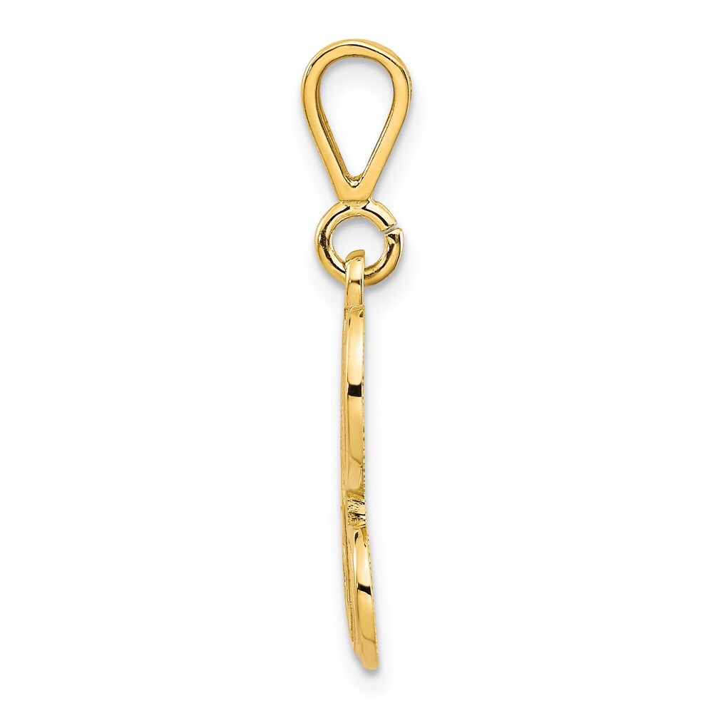 14k Yellow Gold Polished Script Filigree Letter H Initial Pendant for Women