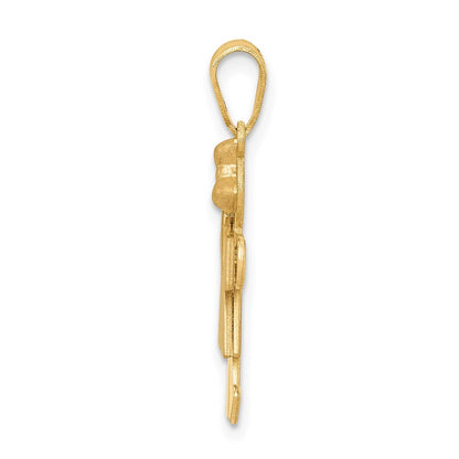 14k Two-tone Gold Small Girl  Bow on Right Engravable Charm Pendant