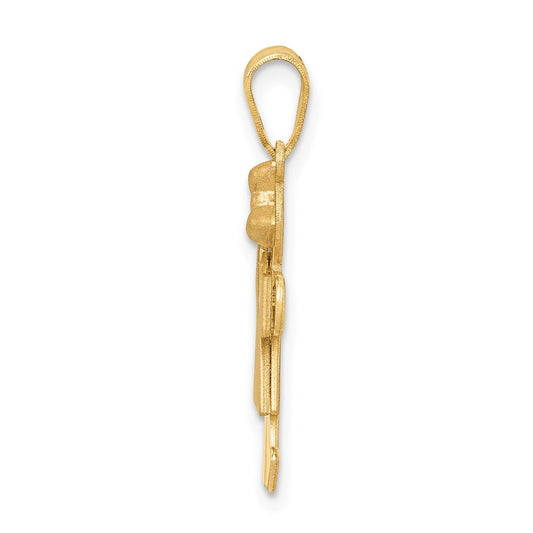 14k Two-tone Gold Small Girl  Bow on Right Engravable Charm Pendant