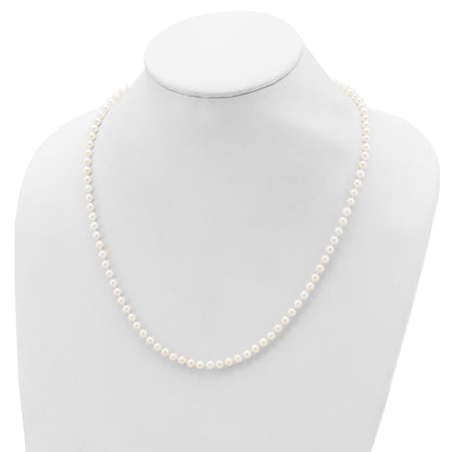 Sterling Silver Rhodium-plated 4-5mm White Cultured Pearl Necklace 20"