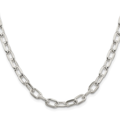 Sterling Silver Rhodium-plated 6.65mm Diamond-cut Long Link Cable Chain Necklace