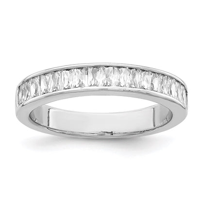 Sterling Silver Rhodium Plated Cubic Zirconia Ring Size 8
