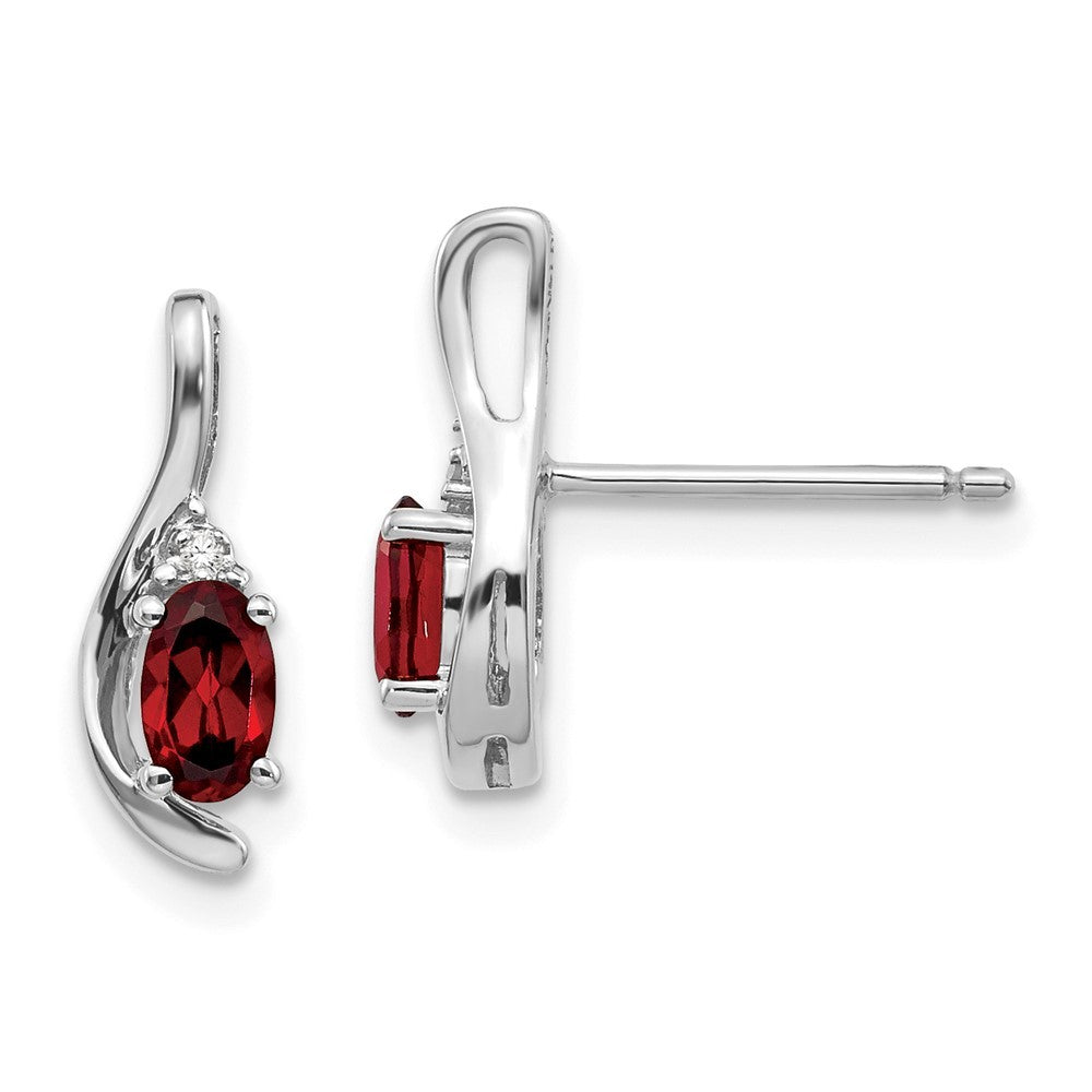 14k White Gold Garnet and Diamond Earrings