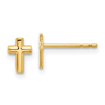 14k Yellow Gold Polished Cross Earrings