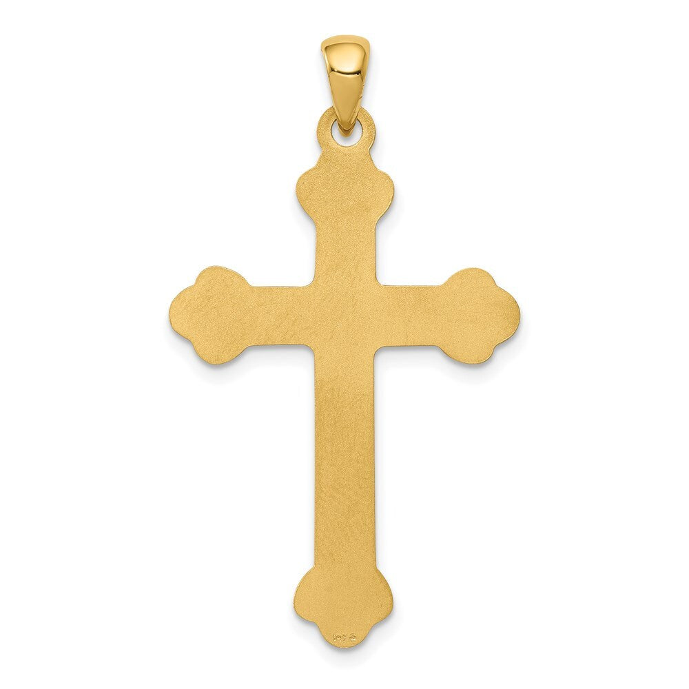 14k Yellow Gold Budded Cross Pendant for Women