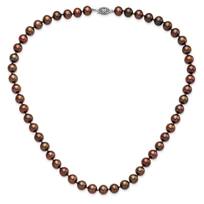 Sterling Silver 8-9mm Brown Freshwater Cultured Pearl 28 inch Necklace