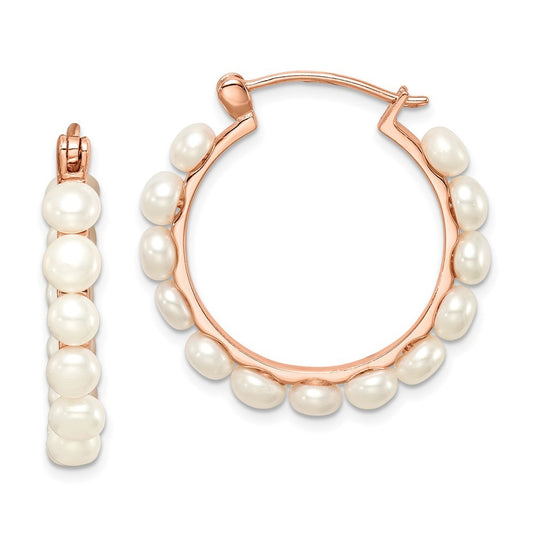 Sterling Silver 18k Flash Gold-plated Freshwater Cultured Pearl Hoop Earrings