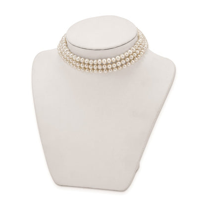 Sterling Silver 5-6mm White Semi-Round Cultured Pearl 14" with 1.5" Choker
