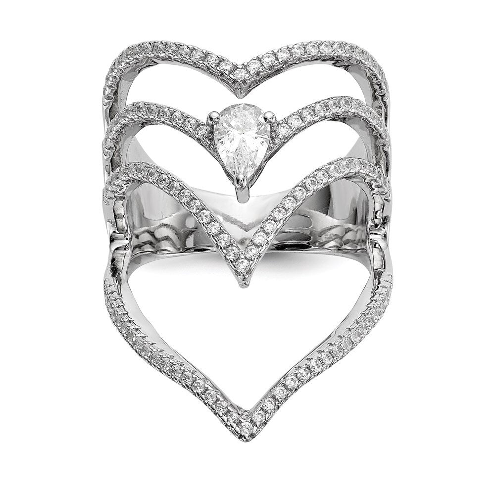 Sterling Silver Rhodium-plated Cubic Zirconia Ring Size 6