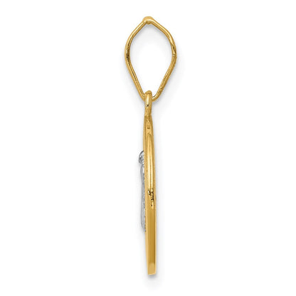 14k Yellow Gold With Rhodium Circle St. Benedict Medal Pendant