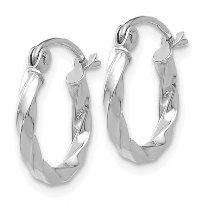 14k White Gold Twist Polished Hoop Earring Gift for Women