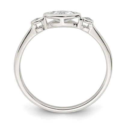 Sterling Silver Rhodium-plated Polished White Topaz Ring Size 7