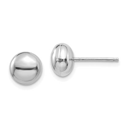 14k White Polished 8mm Button Stud Earrings Gift for Women