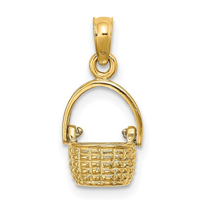 14k Yellow Gold 3-D Moveable Handle Basket Charm