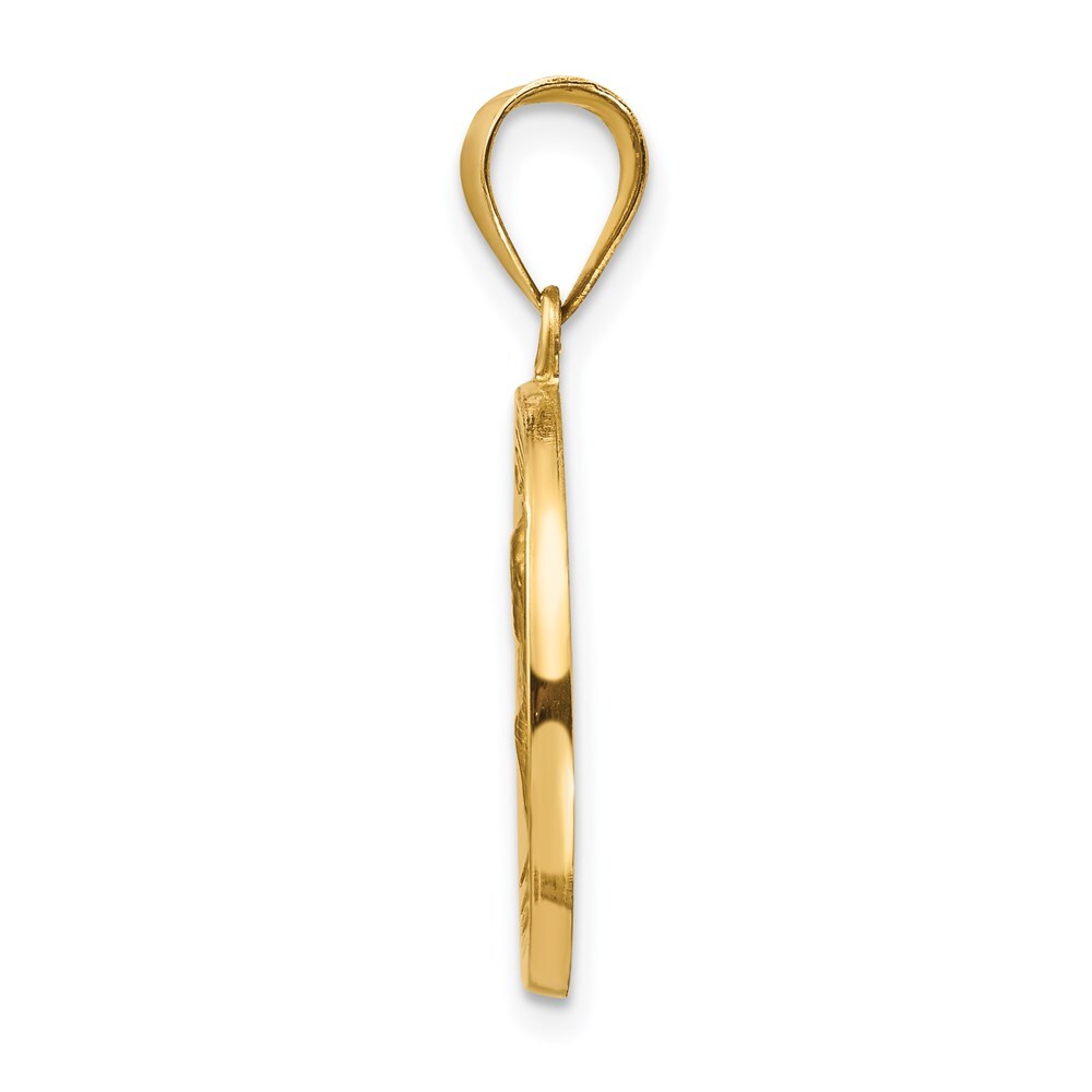 14k Yellow Gold Polished and Satin St Peter Medal Hollow Pendant for Women