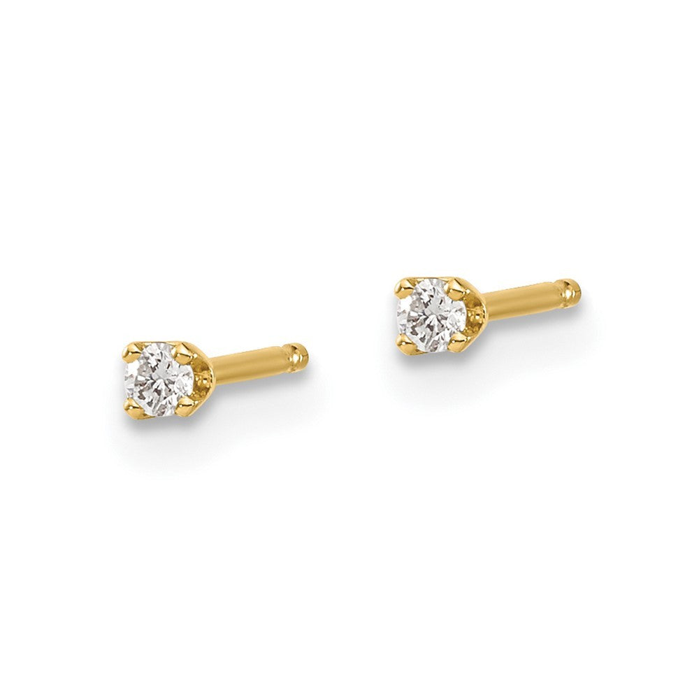 14y .05ct. I1 J-K Diamond Stud Push-on Earrings