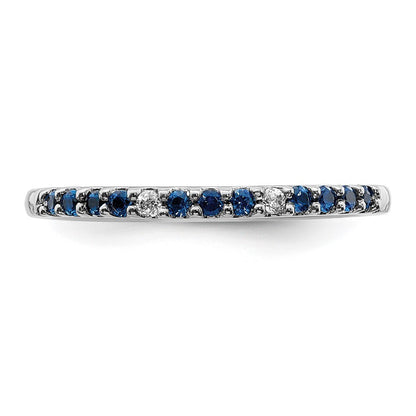 14k White Gold Diamond and Sapphire Band Size 7