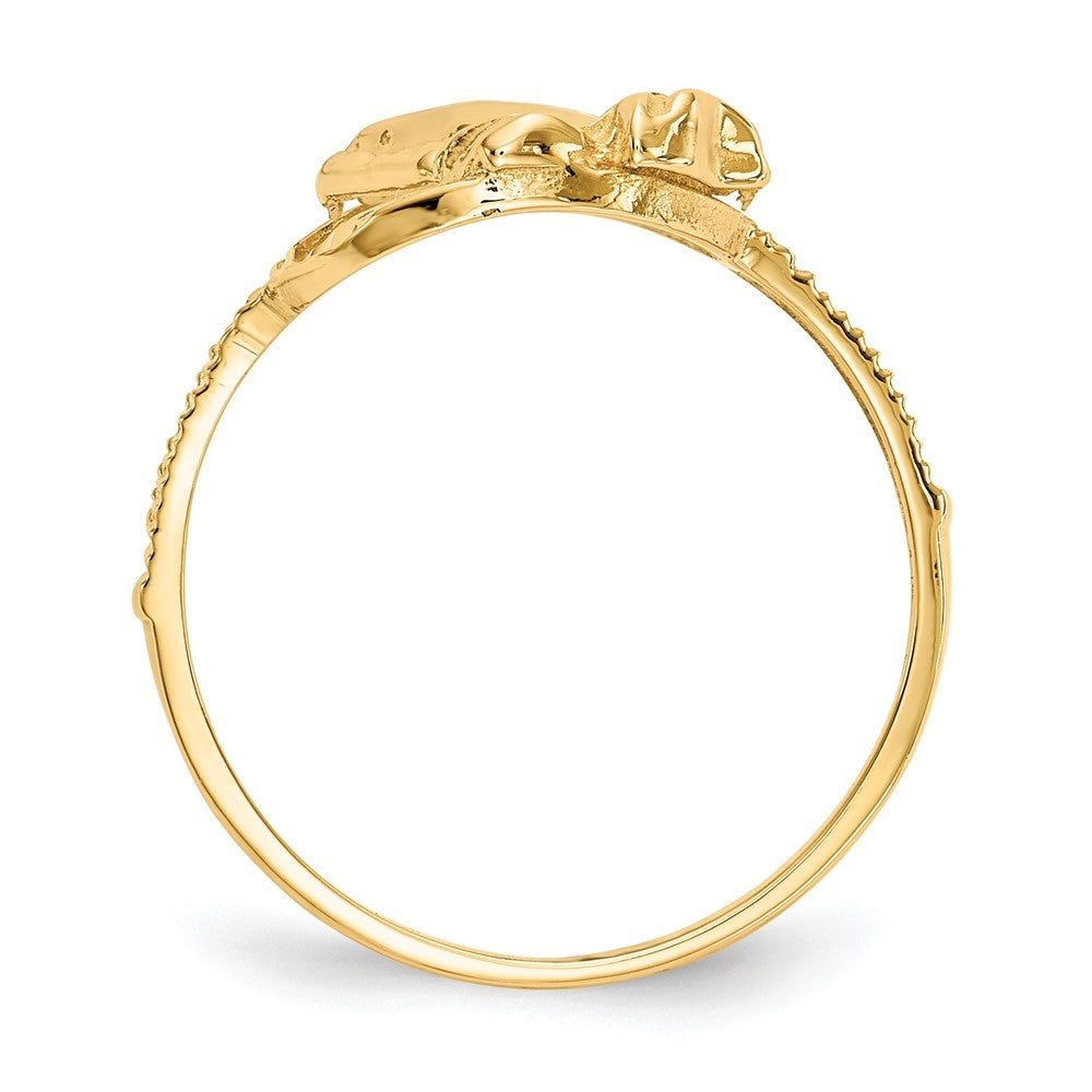14K Two-tone Gold Diamond Cut Praying Hands Cross Ring
