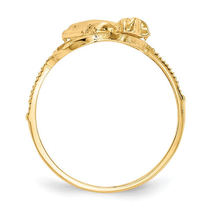 14K Two-tone Gold Diamond Cut Praying Hands Cross Ring
