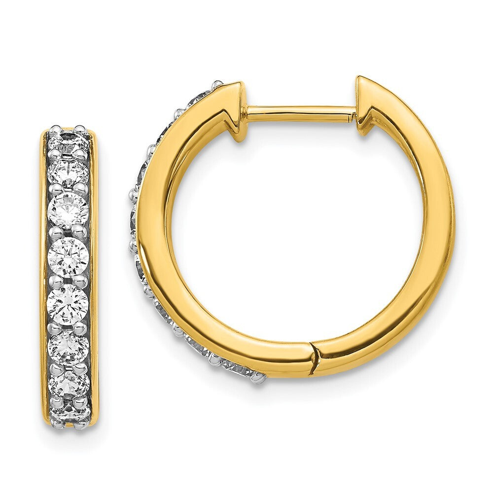 14k Yellow Gold Diamond Hinged Hoop Earrings