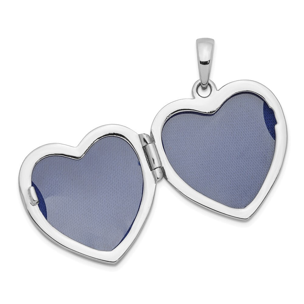 Sterling Silver Rhodium-plated Cubic Zirconia 23mm Heart Locket