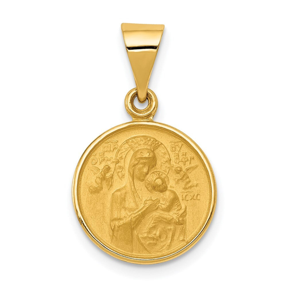 18k Yellow Gold Our Lady of Perpetual Help Medal Pendant for Women