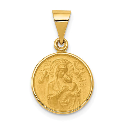 18k Yellow Gold Our Lady of Perpetual Help Medal Pendant for Women